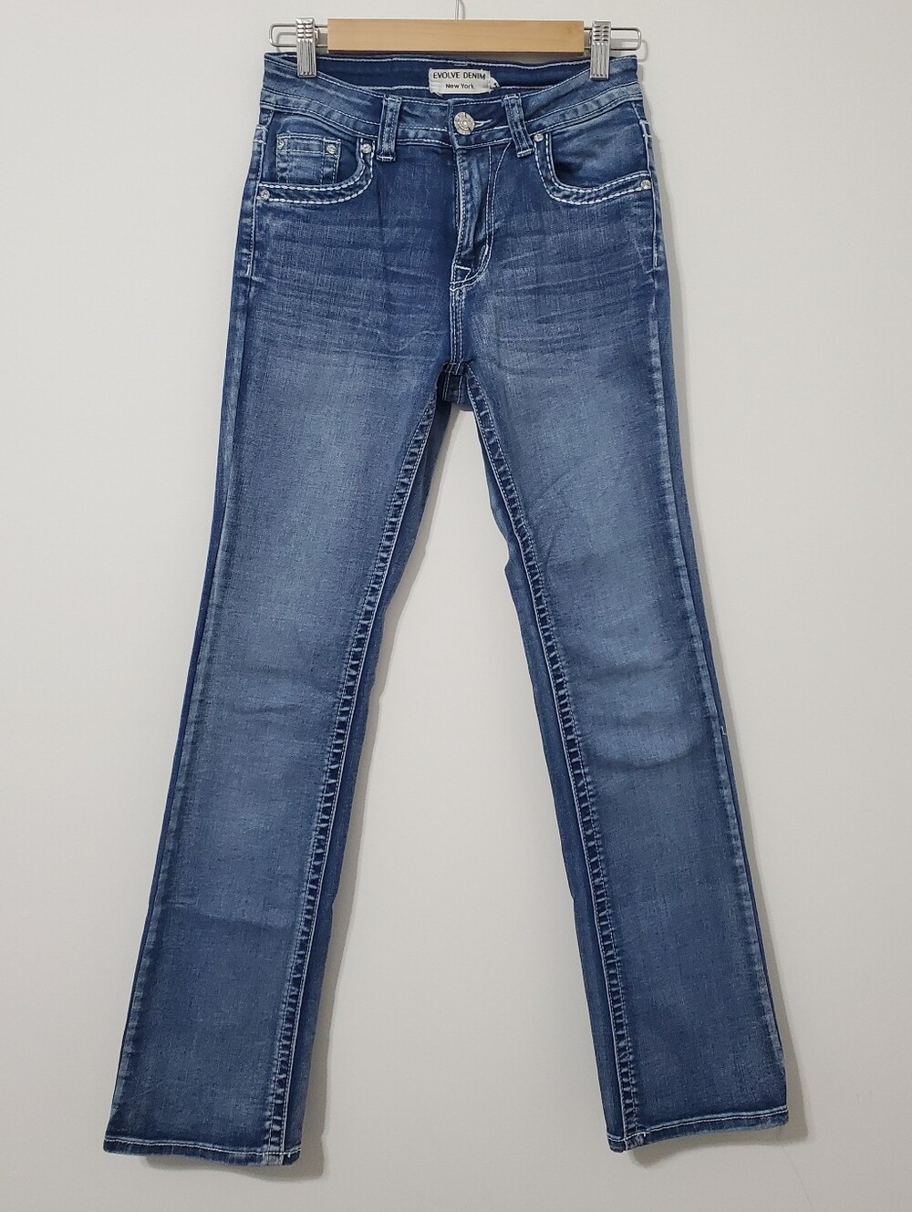 Evolve Denim Wing Embellished Pocket Jeans Womens Juniors Size 3